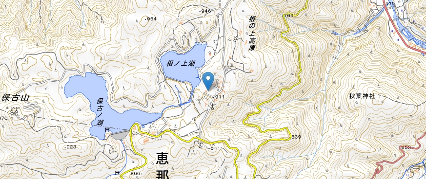 会場である根の上湖湖畔芝生広場の位置図